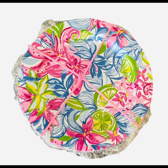 NWT LILLY PULITZER 4 PLATES HAVANA COCKTAIL PICNIC PINK FLORAL GREEN LIMES - Picture 4 of 6